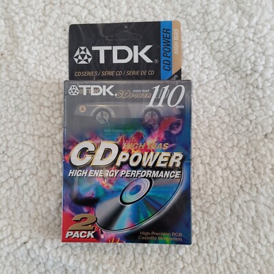 TDK CD Power 110 High Energy Performance Cassette Tapes (2 Pack) 110 Mins. NEW!