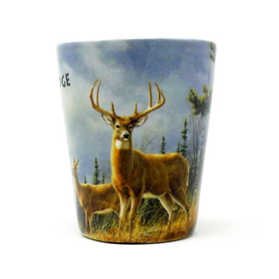 Deer And Pine - Rustic Lodge Shot Glass by Cuppa 2 Oz
