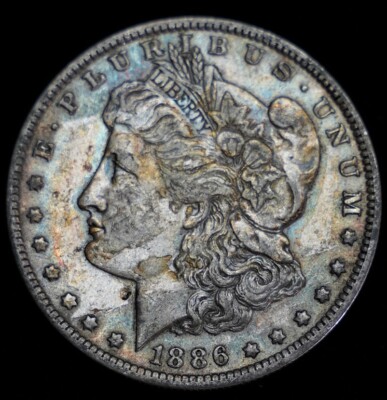 US Silver Morgan Dollar 1886 O toned discoloration Silver RARE