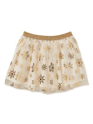 Tutu Skirt Snowflake Gold Mesh Foil Pull On Christmas Holiday Time Sz 3-6 Months