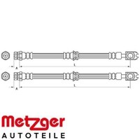 2X Bremsschlauch Metzger 4110887 2 BremsschläUche Rechts Links Vorne