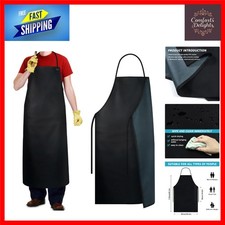 Heavy Duty Waterproof Chemical Resistant Work Apron Black 2-Pack 43"