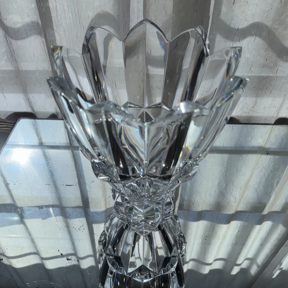 大号重型水晶花瓶中心件郁金香灯座 10" x 8.5" — 第 2/4 张图片