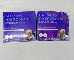 TriOak Calming Pheromone Diffuser Kit for Cats 2 Pack Plug-In 48ml Refill New