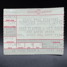 1987 ERIC CLAPTON CONCERT TICKET STUB, JOE LOUIS ARENA