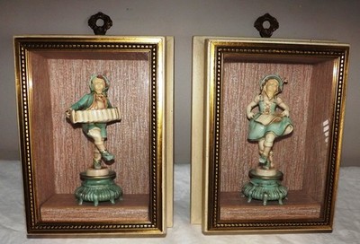 Dav Art Deco German Spelter Geza de Vegh Pair by Sungott Shadow Box JB Hirsch