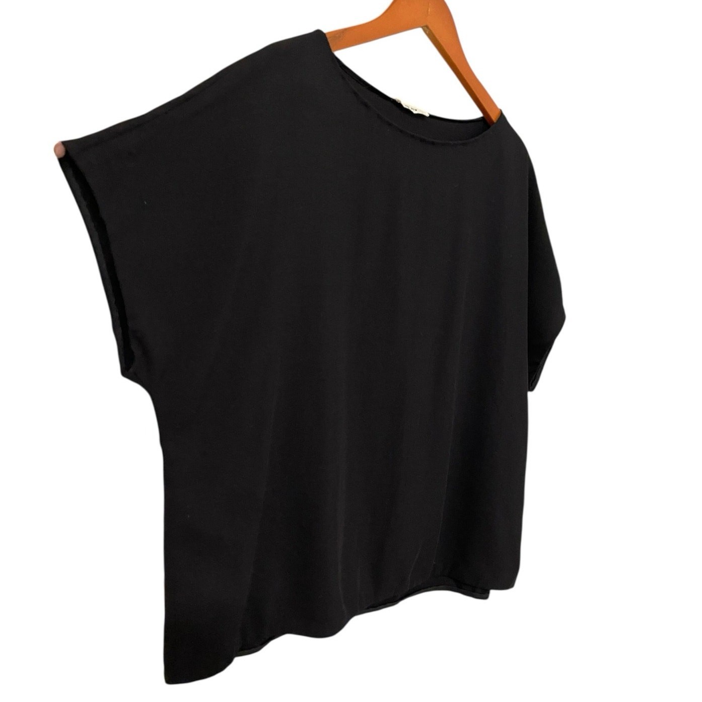 FILA T shirt media The Row 100% lana vergine nera top boxy pipistrello lusso minimalista