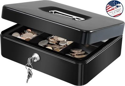 La caja de seguridad grande cuenta con una bandeja extraíble para el dinero, cer