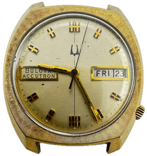 Orologio da polso uomo vintage 33,5 mm 1976 Accutron Day Date Champagne forcella tuning