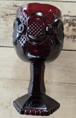Ruby Red Avon Goblet. ''Cape Cod'' Small. MCM. Heavy Pressed Glass.