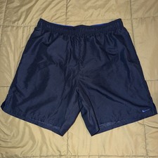 Nike Mens Athletic Shorts Size XL Navy Blue Mesh Lined Swim Trunks Drawstring