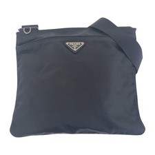 Prada Nylon Tessuto Triangle Logo Shoulder Bag Women Black One Size 737871