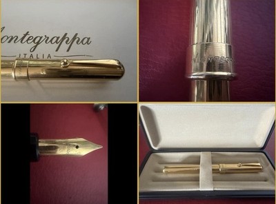 MONTEGRAPPA Füllfederhalter Vergoldeter Körper Gold M Tintenfeder Vintage