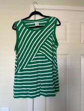 cabi green and white tunic tank medium