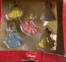 Seasons Hallmark Disney Princess Holiday Ornaments Set New Glittery Boxed d51