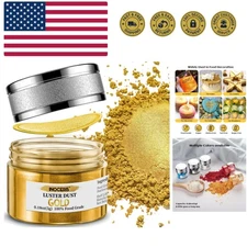 Edible Luster Dust, 5 Grams Food Grade Gold Cake Dust Shimmer Metallic Gold F...