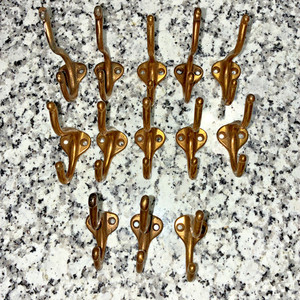 Antique Brass Coat And Hat Wardrobe Hook 3“ X 2“ Lot Of 13