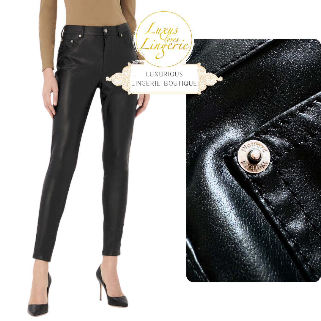 Eco Vegan Trousers Wolford 42 Black Faux Leather Estella Gloss Jean Design