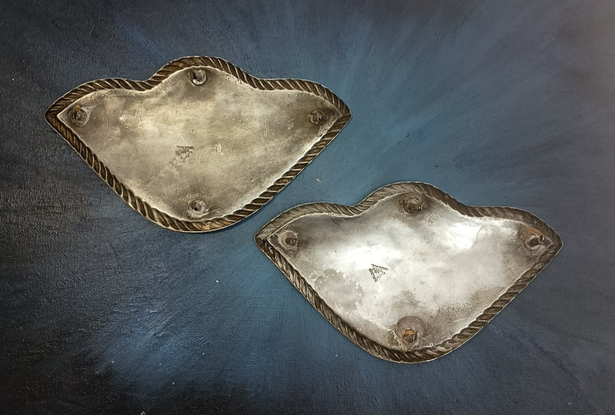 (2) Jalisco 925 Sterling Silver Western Saddle Corner Plates Floral Engraved