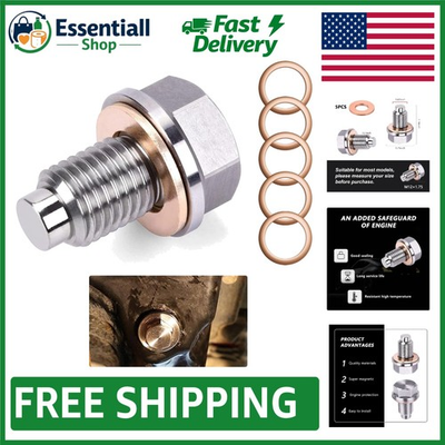 #ad #ad M12×1.75 Magnetic Oil Drain Plug with 5 Copper Washers Engine Protection $9.99