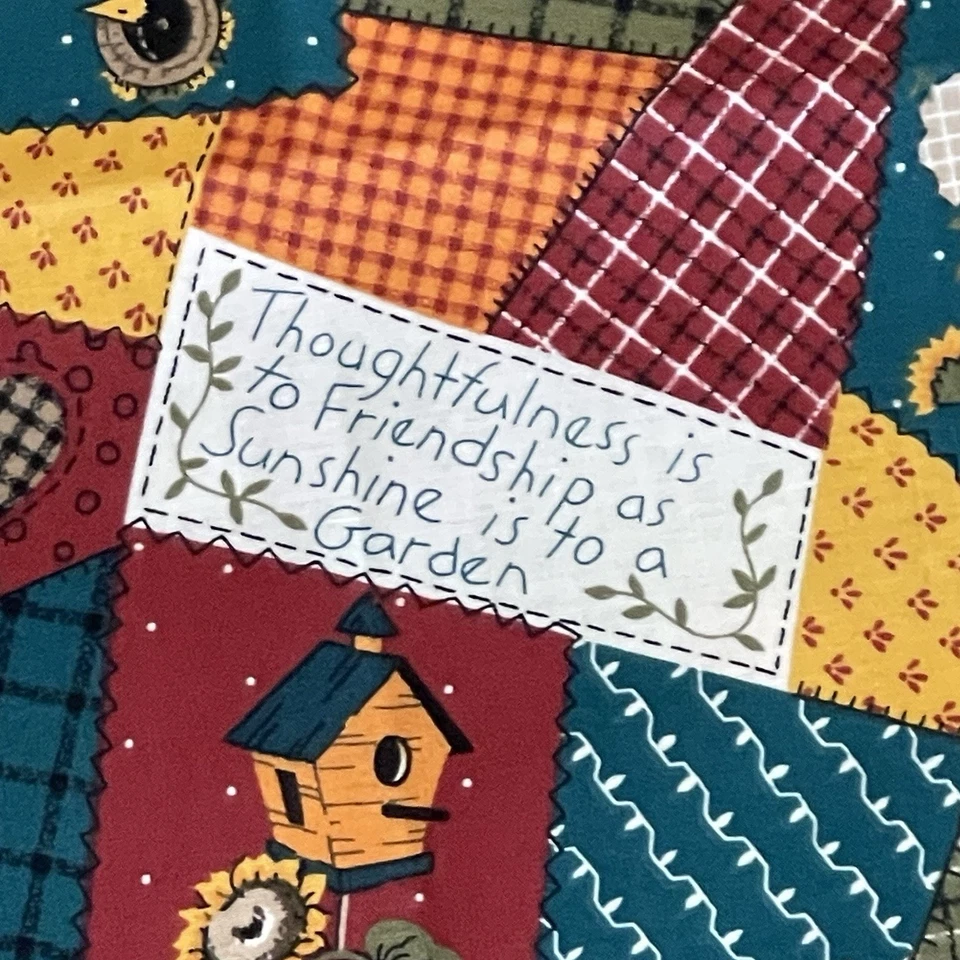 Fabric Traditions 1994 Vintage Cotton Fabric Faux Fall Patchwork Crows 1 Yard - Image 2 of 4