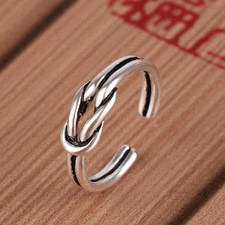 Unisex Vintage Interlace Copper Ring Handcrafted Intricate Metalwork Stylish