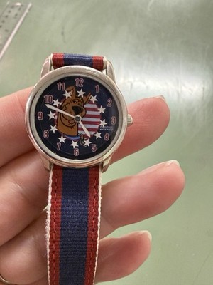 Vintage Scooby-Doo Watch Patriotic Red White Blue Hanna Barbera Stainless Steel