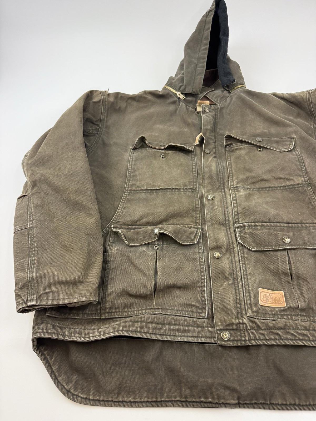 C.E. Schmidt Jacket Mens XL Brown Canvas Hooded Insulated Lined Parka Workwear - second product detail image