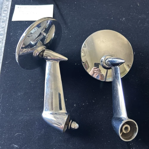 Vintage Pair (2) retro styled original Ford chrome round rear view mirror