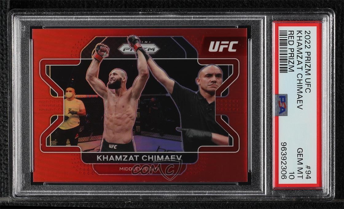 2022 Panini Prizm UFC Red Prizm 299/299 Khamzat Chimaev #94 PSA 10 GEM MT 3hd