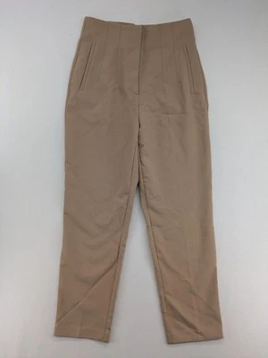 Damen Stoffhose High Waist Tapered Beige Anzughose Business Büro Hohe Taille - Bild 1 von 4
