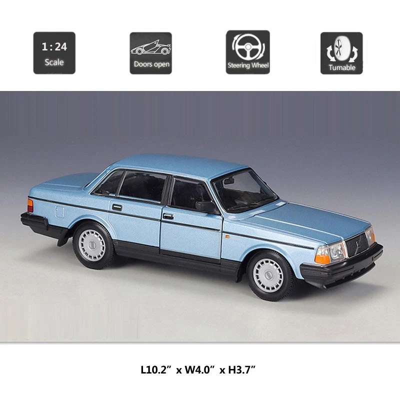 1:24 Scale Volvo 240 GL Model Car Metal Diecast Vehicles Collection Gifts Blue - Image 2 of 4