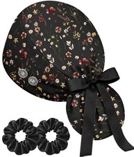 100 Cotton Satin-Lined Ponytail Scrub Cap Elegant