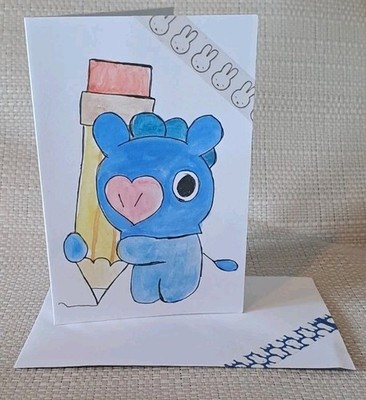  Handbemalte (nicht bedruckte) Aquarellkarte. BTS. BT21. K-POP Karten