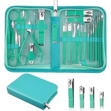 Travel Manicure Set 26-Piece, Portable Nail Clippers Kit with PU Case, Carbon...