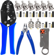 Coaxial Cable Tool Kit,Bnc Crimp Tool with 8PCS BNC/UHF Crimp Male Connectors 1P