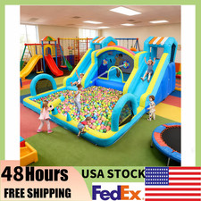 15 x 12 ft Kids Outdoor Play Center Inflatable Bounce House W/Water Slid  Blowe
