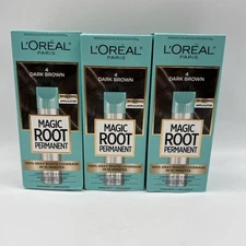 L'Oreal Magic Root Rescue Root Coloring Kit Hair Color #4 Dark Brown 3 Pack