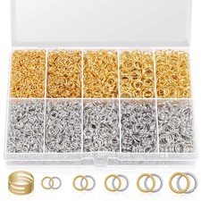 Jump Rings Jewelry Making Repair Kit Metal Assorted Sizes 6400 Pcs Silver Gold W