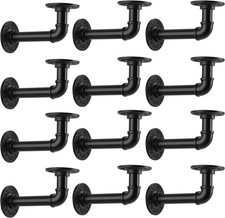 12 Pack 1/2" Pipe Shelf Bracket, Heavy Duty Metal Wall Mounted Bracket