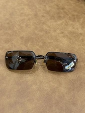 Ray-Ban RB 3204 014/83 Rimless Sunglasses Brown Polarized Italy 56-15 Used