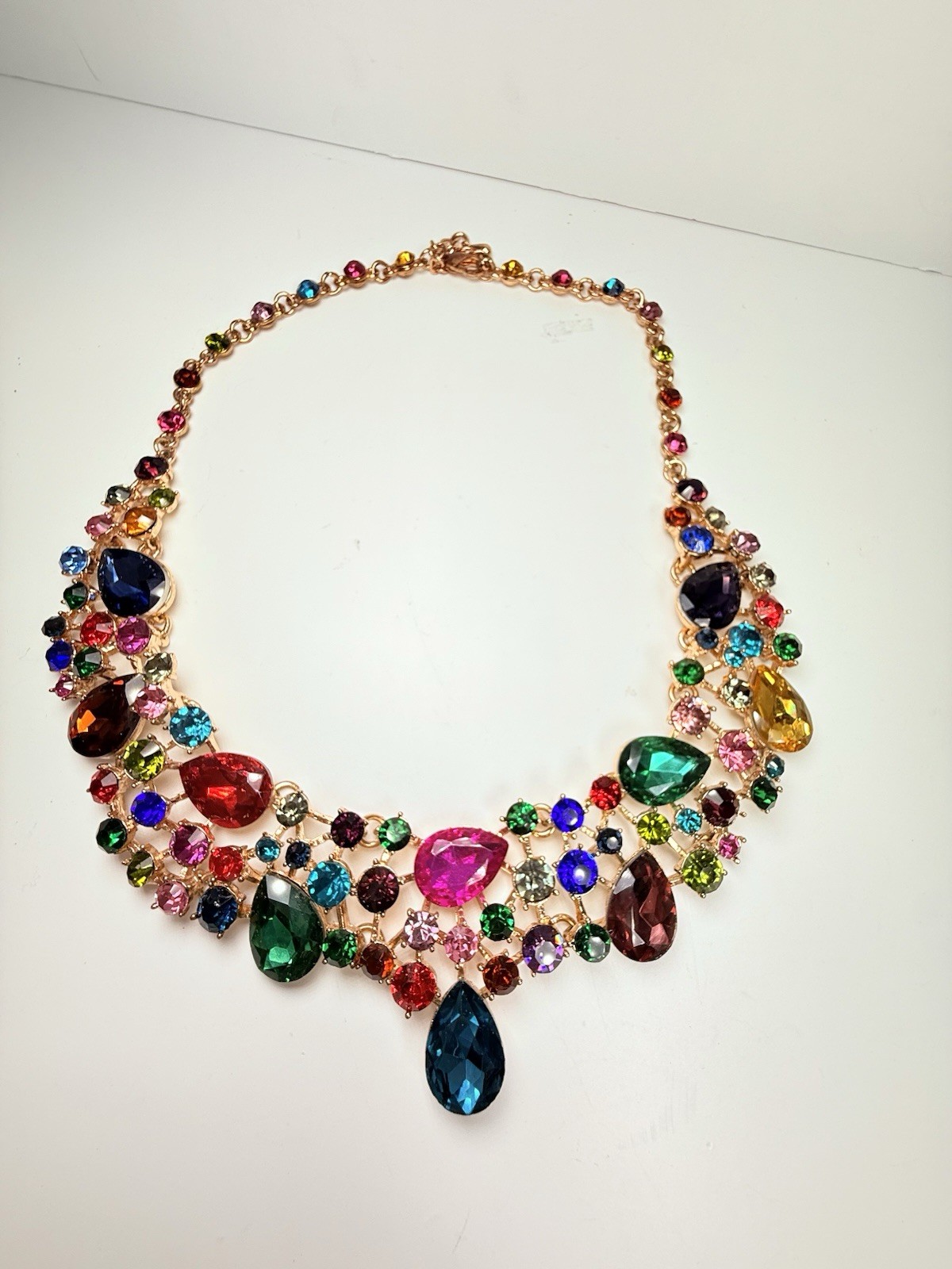 Colorful Rhinestone Statement Collar Necklace Adj… - image 2