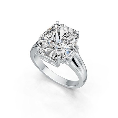 Sterling Silver Semi Mount Ring Setting Cushion CU 14X12mm with White Topaz