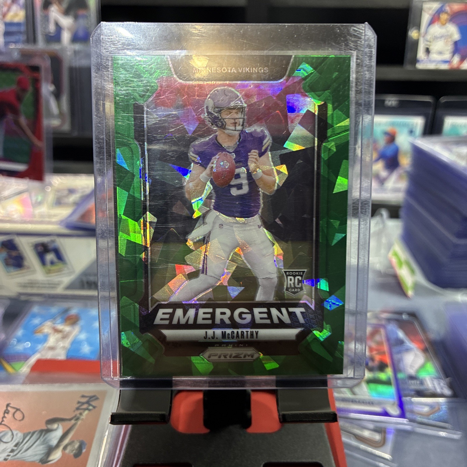 2024 Panini Prizm - Emergent J.J. McCarthy #19 Green Ice Prizm (RC)