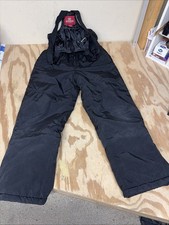 Faded Glory Bib Overall Snow Pants Black Youth Large 10-12 Elastic Under Cuffs