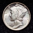 1944 ~ MERCURY DIME ~ CH BU+ ~ BLAST WHITE LUSTER!