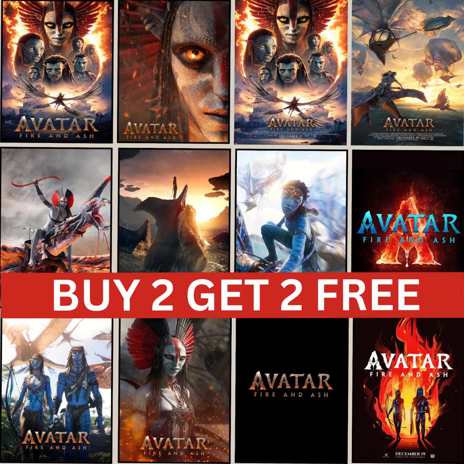 Avatar Fire And Ash 2025 Teaser Movie Poster A5 A4 A3 A2 A1