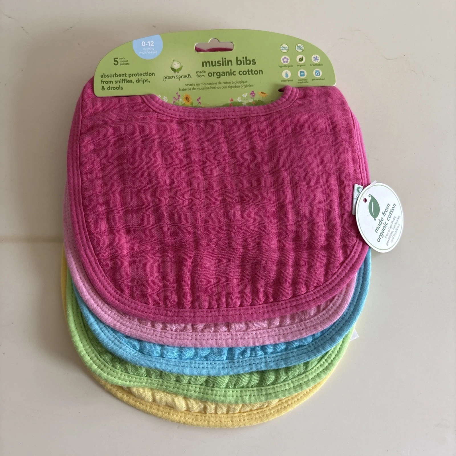 green sprouts Muslin Bibs made from Absorbent Organic Cotton (5 pack)
Opens in a new window or tab