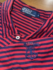 Polo Ralph Lauren Shirt Men L Red Stripes Freddy Kruger Embroidery Pima