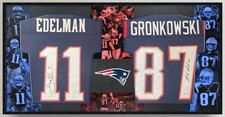 Julian Edelman & Rob Gronkowski Signed Jerseys Framed JSA PSA COA New England